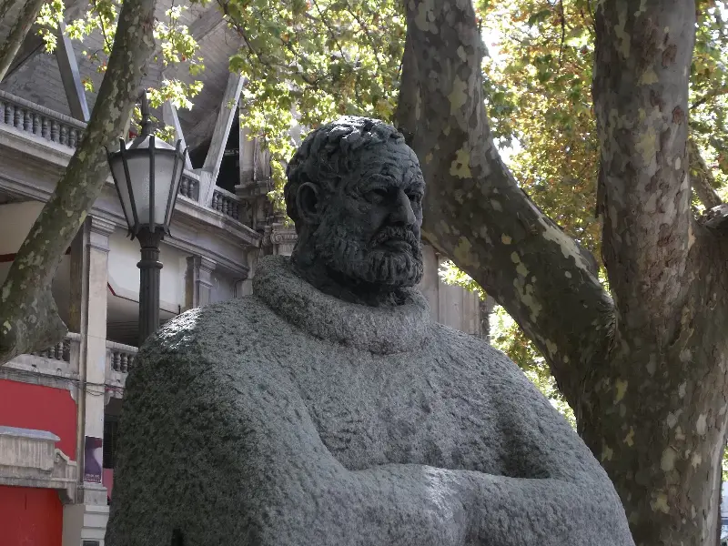 The Ernest Hemingway monument beside the bullring.